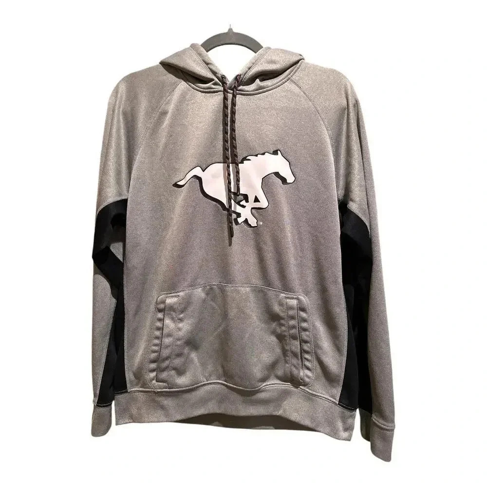 Men's New Era Grey and Black‎ Calgary Stampeders CFL Pullover Hoodie Football